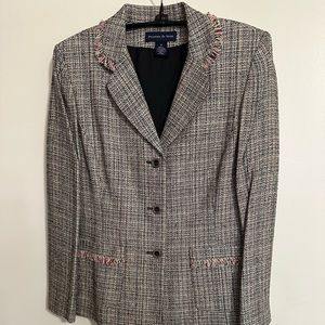 Preston & York Silk Blend Multi-Color Blazer w/ Fringe Accented Collar, Size 12